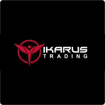 Logo von Ikarus Trading – moderne Silhouette in Rot mit dynamischem Symbol, Handelsmarke mit starkem Markenauftritt | web design Ingolstadt