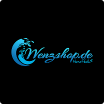 Logo von Wenzshop.de – blaue Welle mit elegantem Schriftzug, ideal für moderne Weblösungen und web design Ingolstadt Projekte.